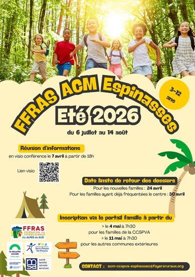 Affiche 2026 des inscriptions été Centre de Loisirs
