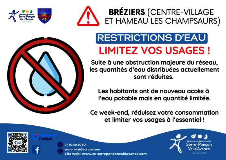 Restrictions d'eau en cours - 01-08-25